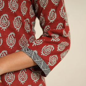 Red - bagh cotton suit set (set of 3) 07 - handcrafted