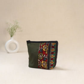 Green - Tagai Work Srikalahasti Kalamkari Handpainted Small Utility Pouch 120