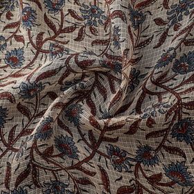 Natural Dyed Ajrakh Hand Block Print Kota Doria Cotton Fabric 13