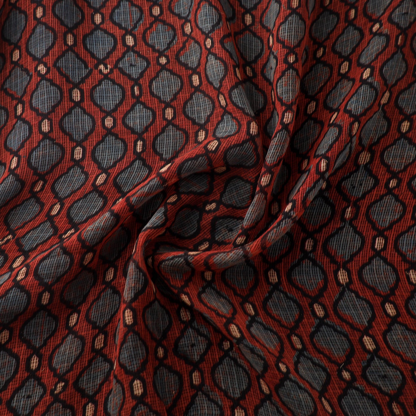 Natural Dyed Ajrakh Hand Block Print Kota Doria Cotton Fabric 12
