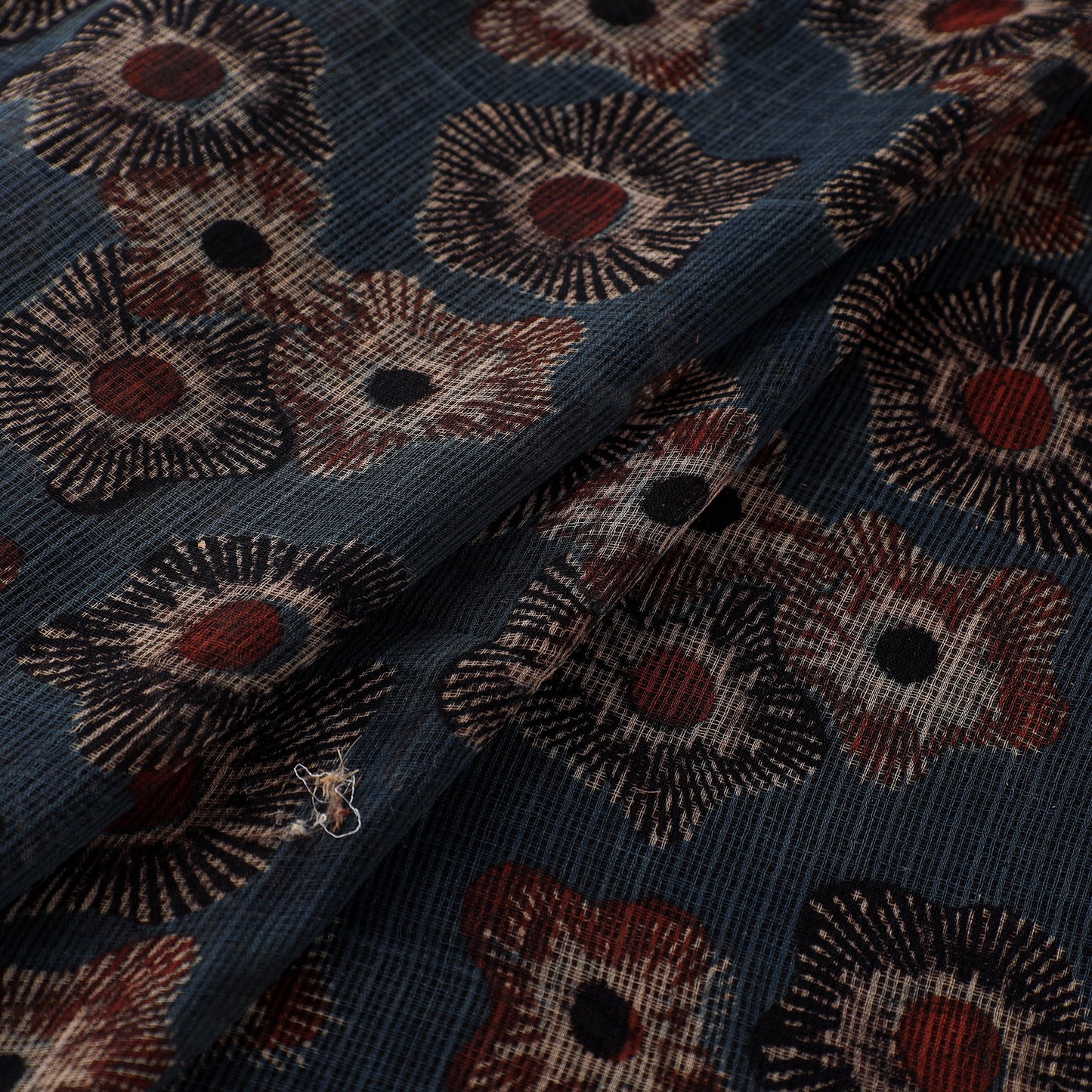 Natural Dyed Ajrakh Hand Block Print Kota Doria Cotton Fabric 11