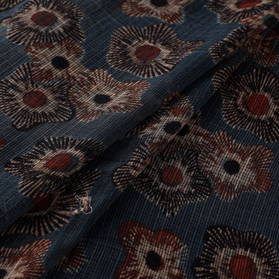 Natural Dyed Ajrakh Hand Block Print Kota Doria Cotton Fabric 11