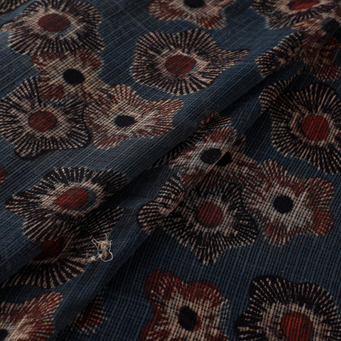 Natural Dyed Ajrakh Hand Block Print Kota Doria Cotton Fabric 11
