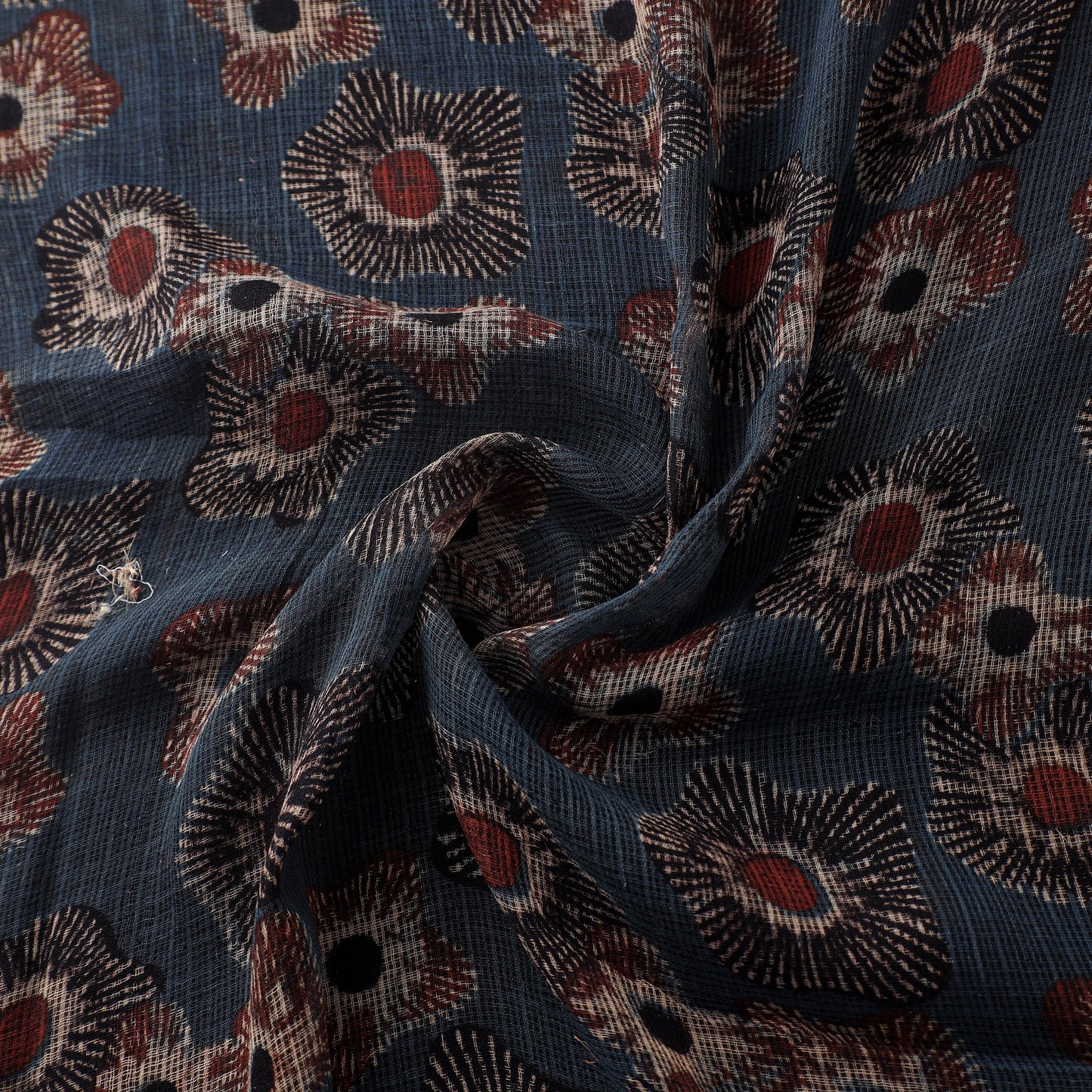 Natural Dyed Ajrakh Hand Block Print Kota Doria Cotton Fabric 11