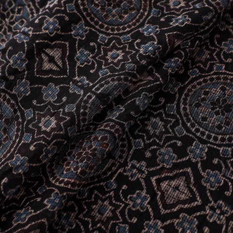 Natural Dyed Ajrakh Hand Block Print Kota Doria Cotton Fabric 10