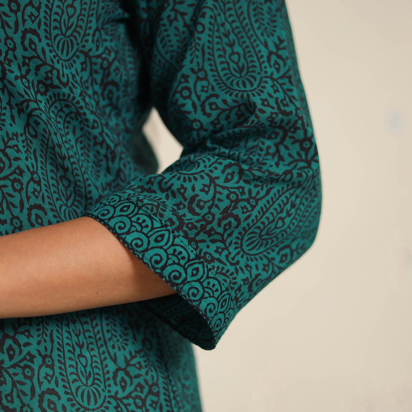 Green - bagh cotton suit set (set of 2) 06 - handcrafted