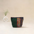 Green - Tagai Work Srikalahasti Kalamkari Handpainted Small Utility Pouch 124
