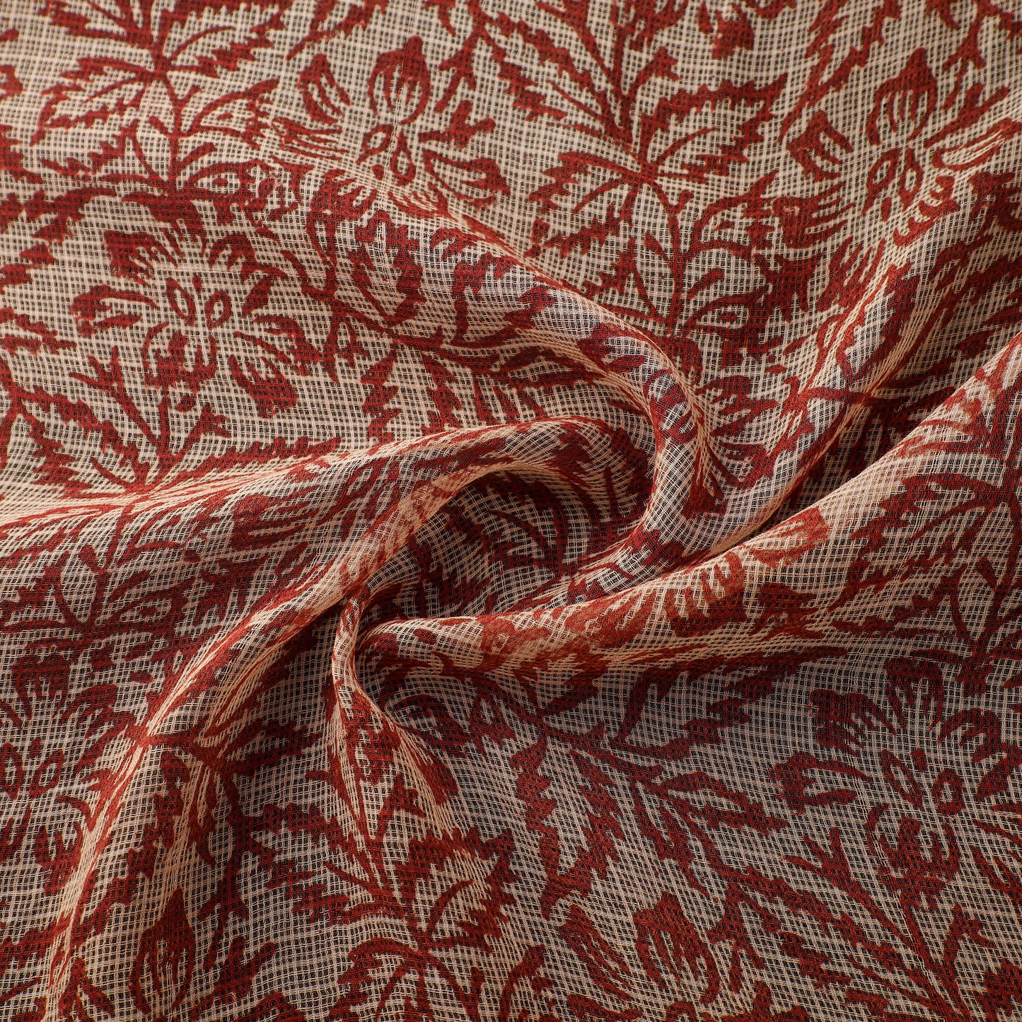 Natural Dyed Ajrakh Hand Block Print Kota Doria Cotton Fabric 09