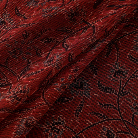 Natural Dyed Ajrakh Hand Block Print Kota Doria Cotton Fabric 08