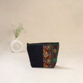 Blue - Tagai Work Srikalahasti Kalamkari Handpainted Small Utility Pouch 125