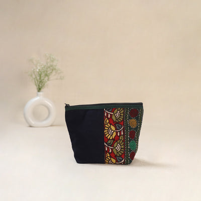 Blue - Tagai Work Srikalahasti Kalamkari Handpainted Small Utility Pouch 125