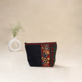Blue - Tagai Work Srikalahasti Kalamkari Handpainted Small Utility Pouch 126