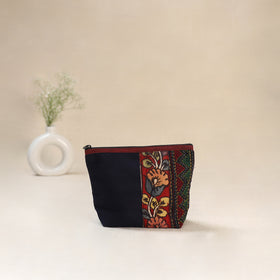 Blue - Tagai Work Srikalahasti Kalamkari Handpainted Small Utility Pouch 126