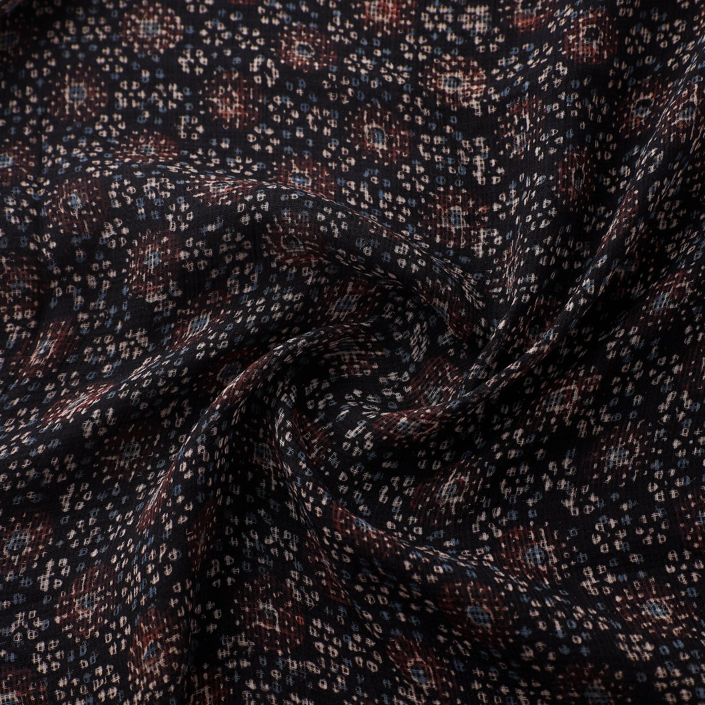 Natural Dyed Ajrakh Hand Block Print Kota Doria Cotton Fabric 05
