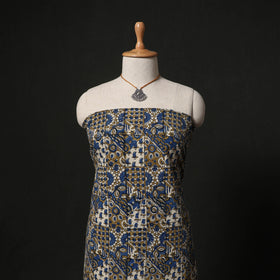 Ajrakh Hand Block Print Natural Dyed 2pc Cotton Unstitched Dress Material Kurta Set with Jewellery 01