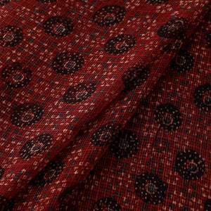 Red - Natural Dyed Ajrakh Hand Block Print Kota Doria Cotton Fabric 03