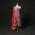 Batik Hand Block Print 2pc Cotton Unstitched Dress Material Kurta Set with Jewellery 02