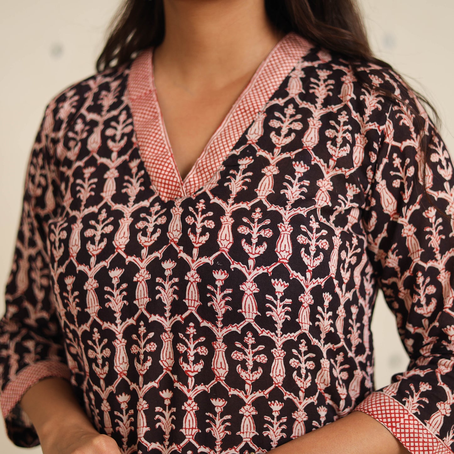 Black - bagh cotton suit set (set of 2) 03 - handcrafted