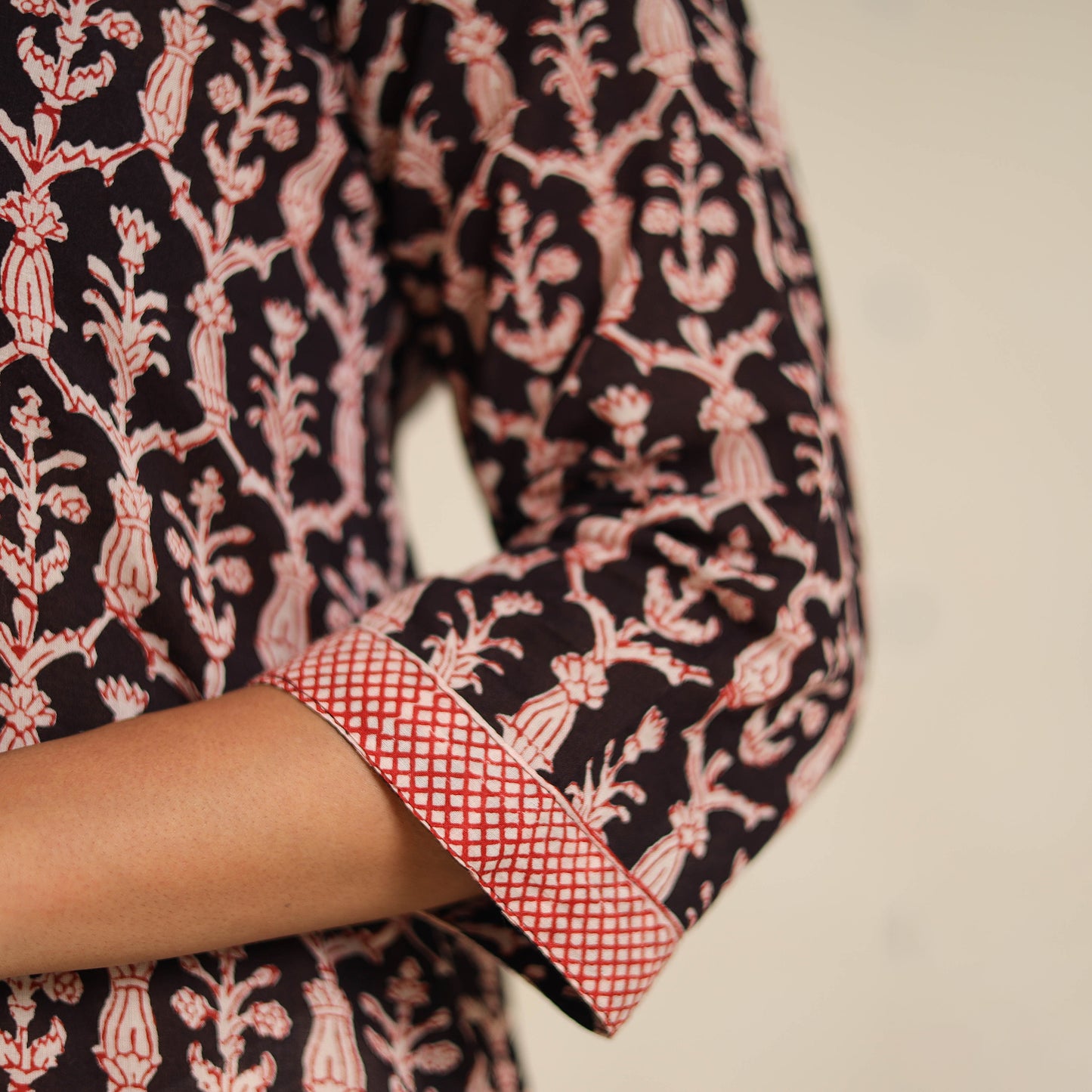 Black - bagh cotton suit set (set of 2) 03 - handcrafted