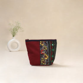 Tagai Work Srikalahasti Kalamkari Handpainted Small Utility Pouch 131