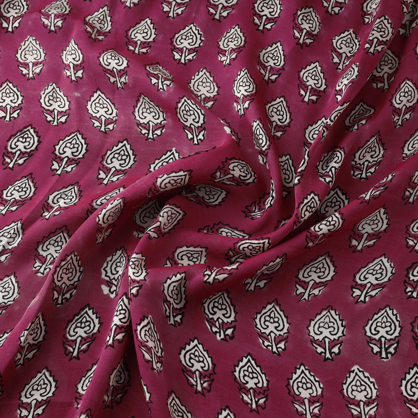 Sanganeri Floral Hand Block Print Modal Silk Fabric 19