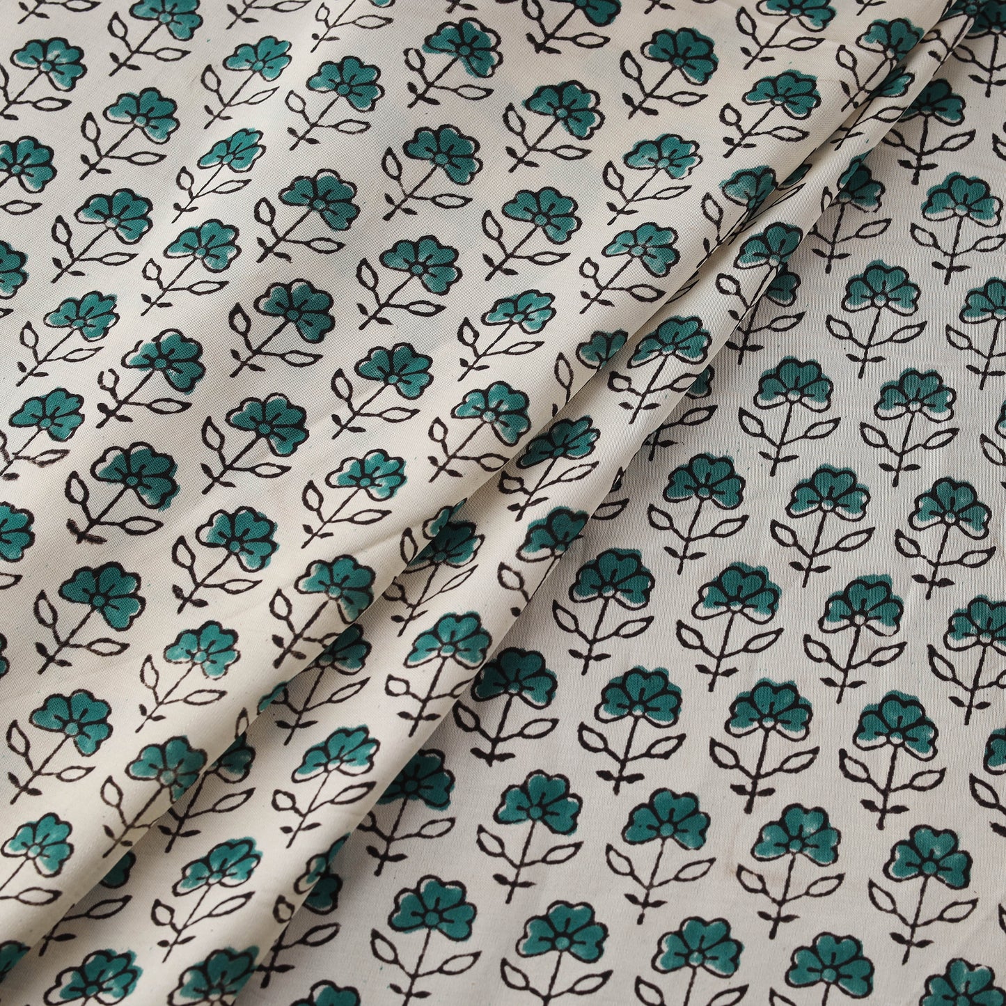 Sanganeri Floral Hand Block Print Modal Silk Fabric 18