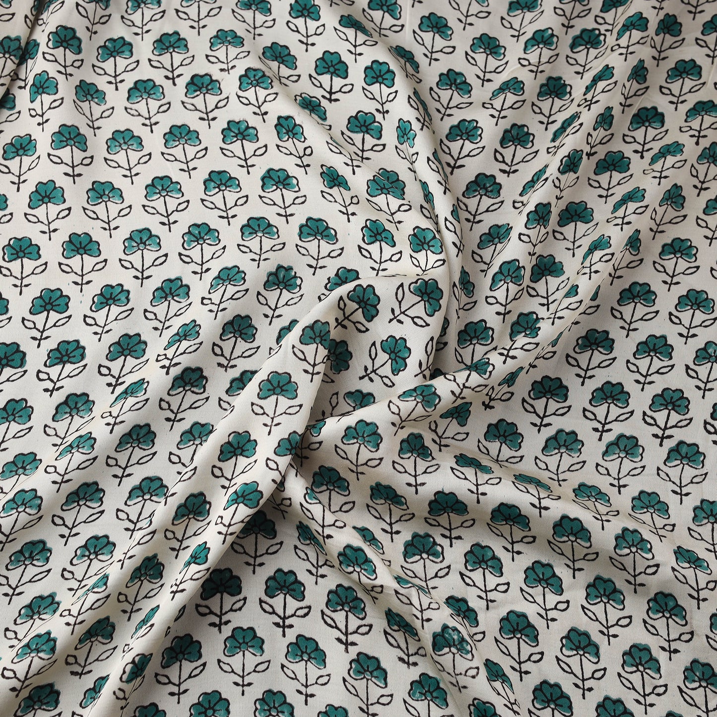 Sanganeri Floral Hand Block Print Modal Silk Fabric 18