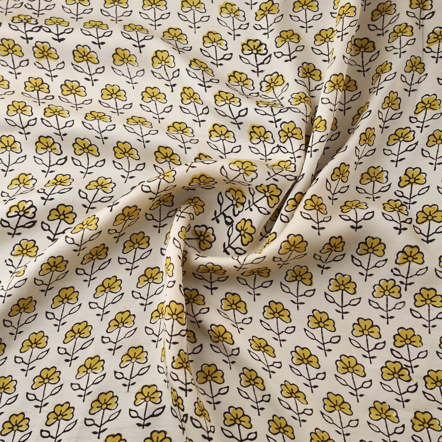Sanganeri Floral Hand Block Print Modal Silk Fabric 17