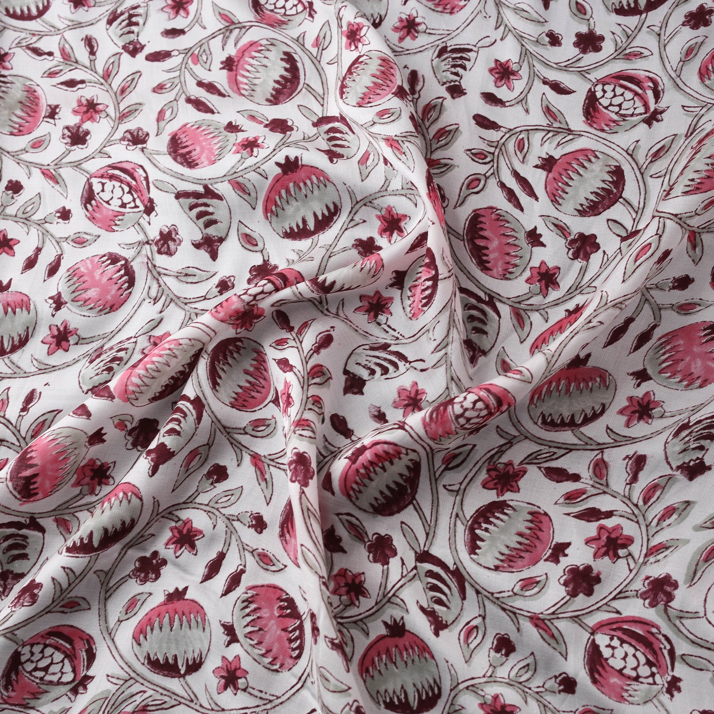 Sanganeri Floral Hand Block Print Modal Silk Fabric 16
