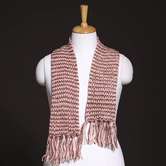Pink - Kumaun Hand Knitted Woolen Muffler (50 in)
