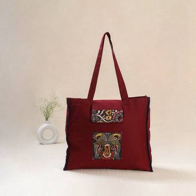 Red - Srikalahasti Handpainted Kalamkari Shoulder Bag 48