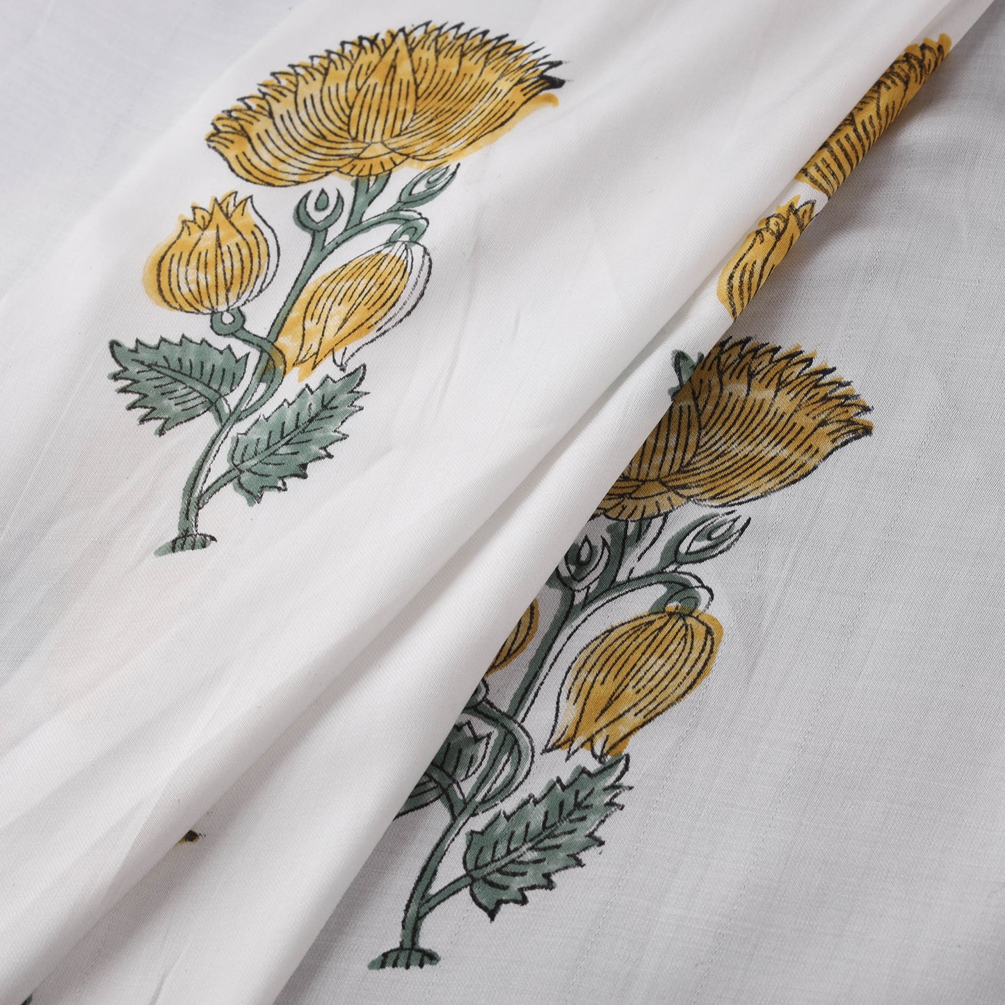 Sanganeri Floral Hand Block Print Modal Silk Fabric 15