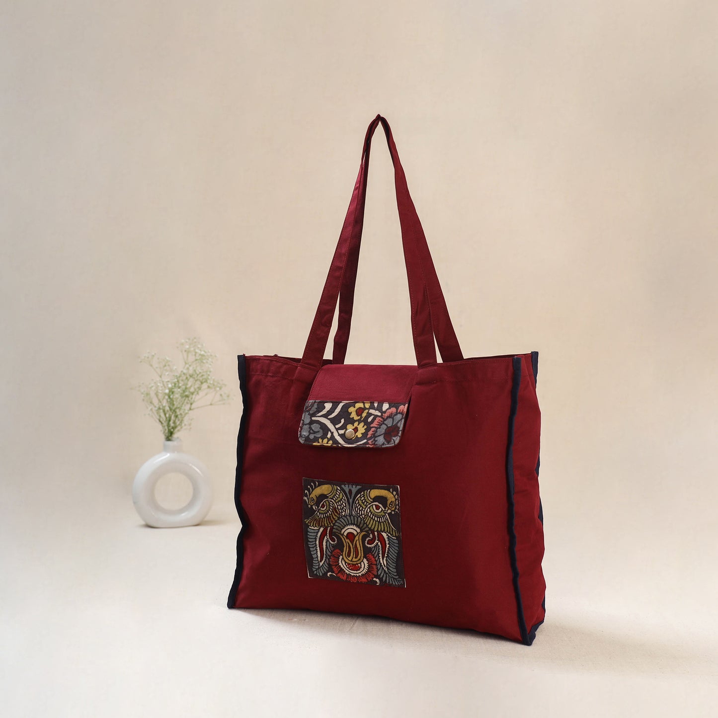 Red - Srikalahasti Handpainted Kalamkari Shoulder Bag 48