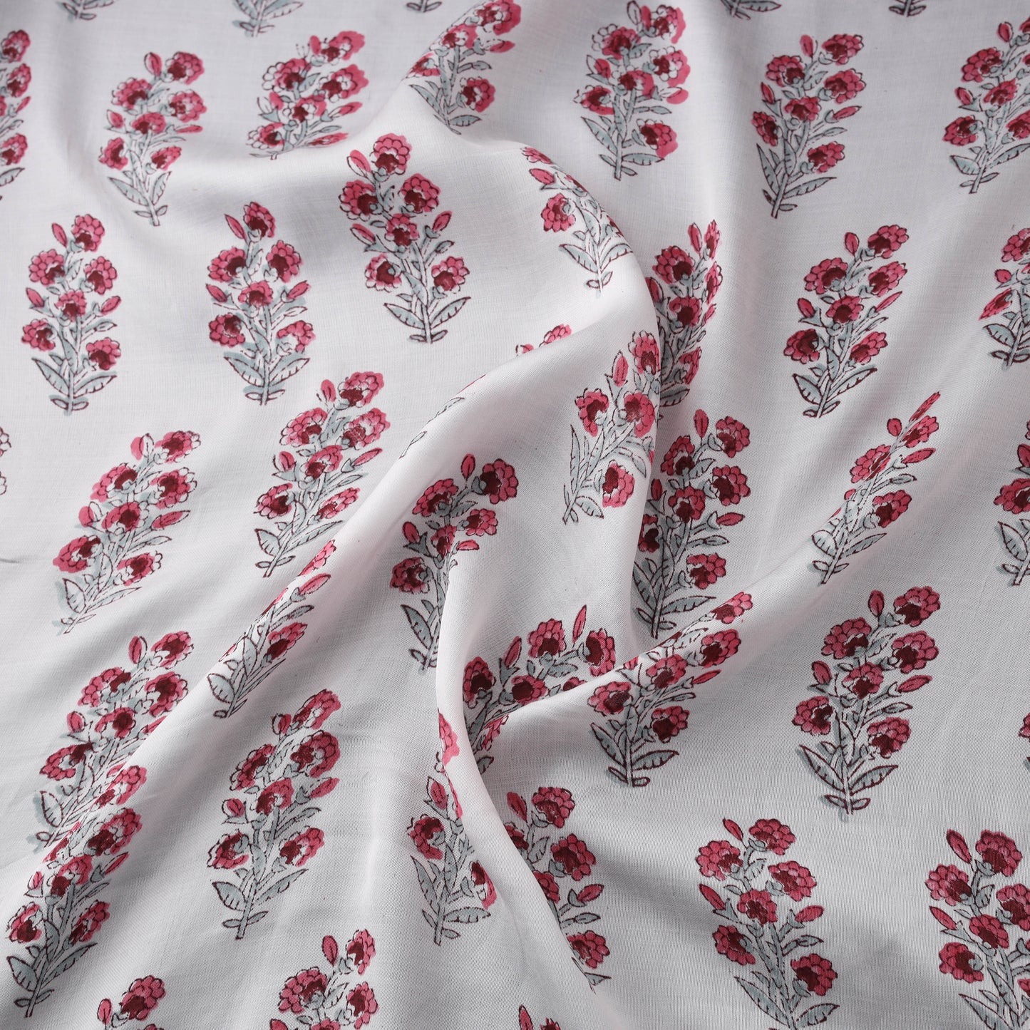 Sanganeri Floral Hand Block Print Modal Silk Fabric 14