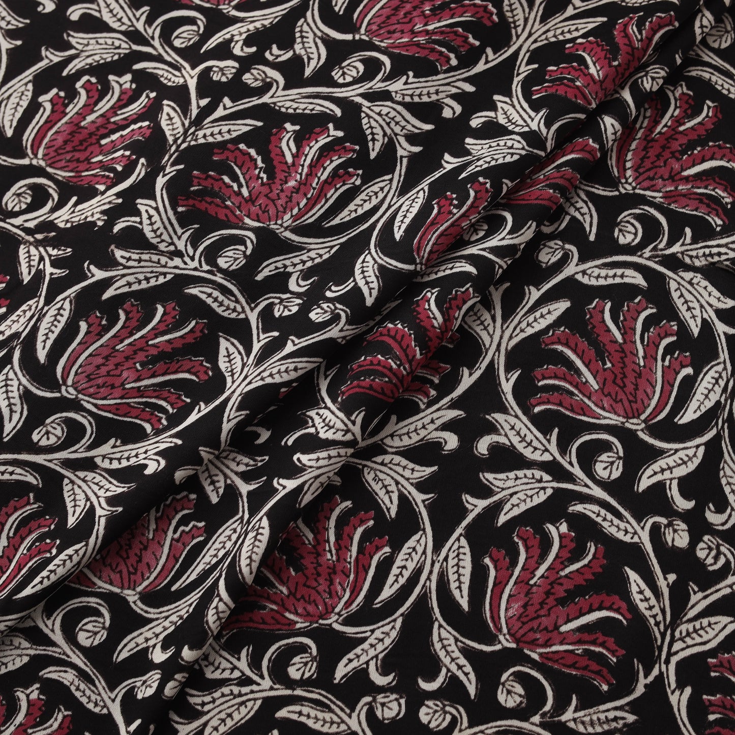 Sanganeri Floral Hand Block Print Modal Silk Fabric 13