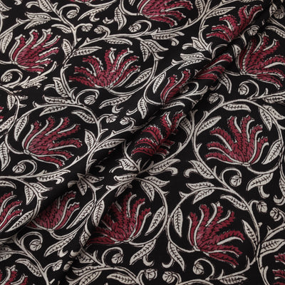 Sanganeri Floral Hand Block Print Modal Silk Fabric 13