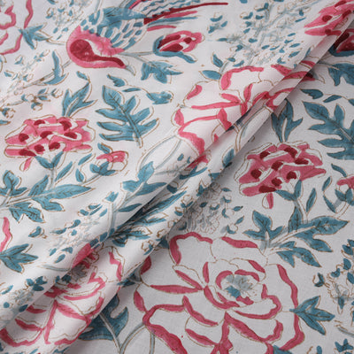 Sanganeri Floral Hand Block Print Modal Silk Fabric 12