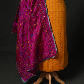 Jacquard Woven 2pc Cotton Unstitched Dress Material Kurta Set with Jewellery 05