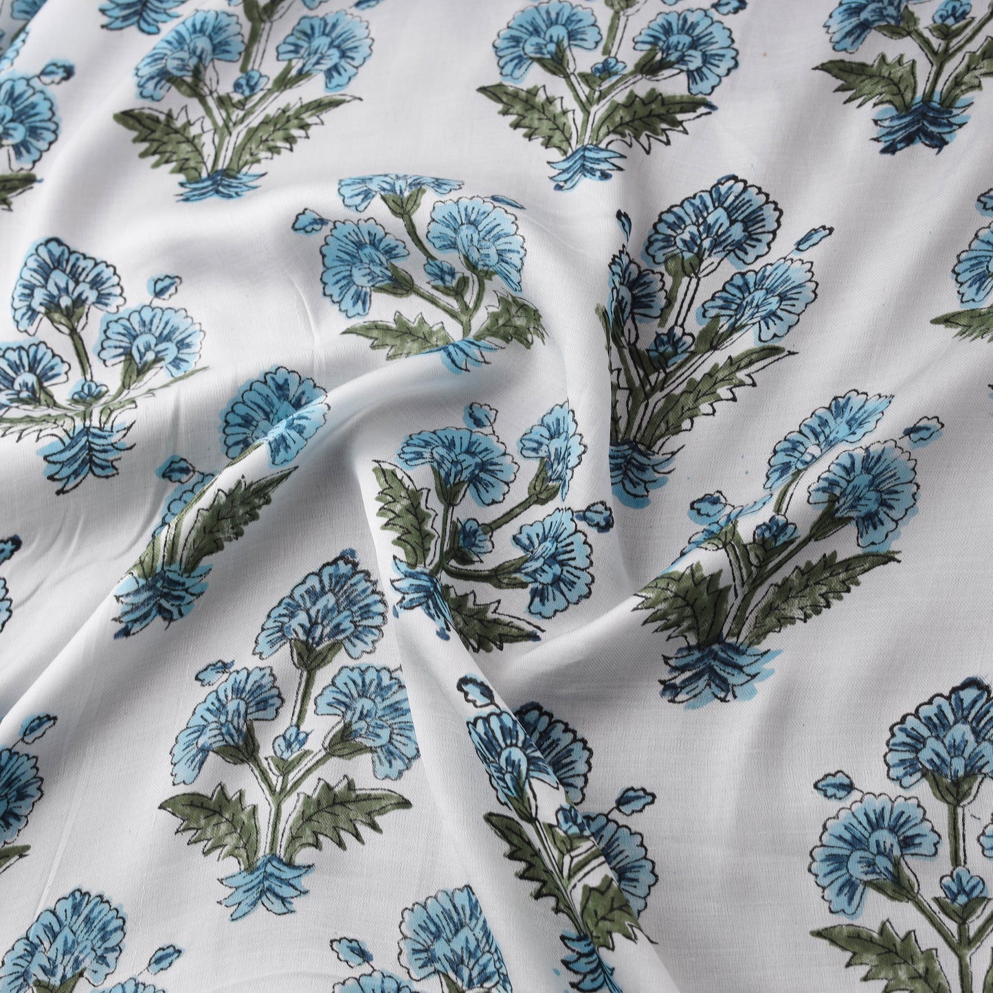 Sanganeri Floral Hand Block Print Modal Silk Fabric 11