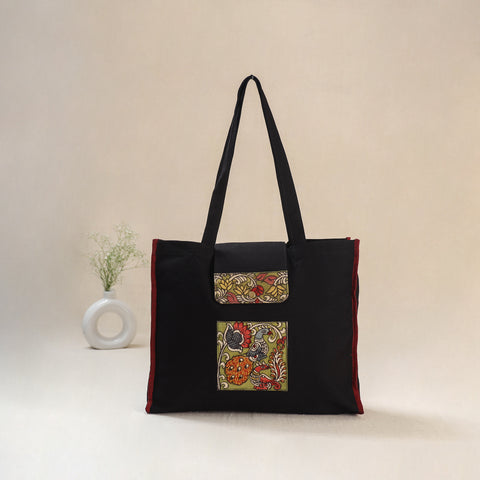 Black - Srikalahasti Handpainted Kalamkari Shoulder Bag 51
