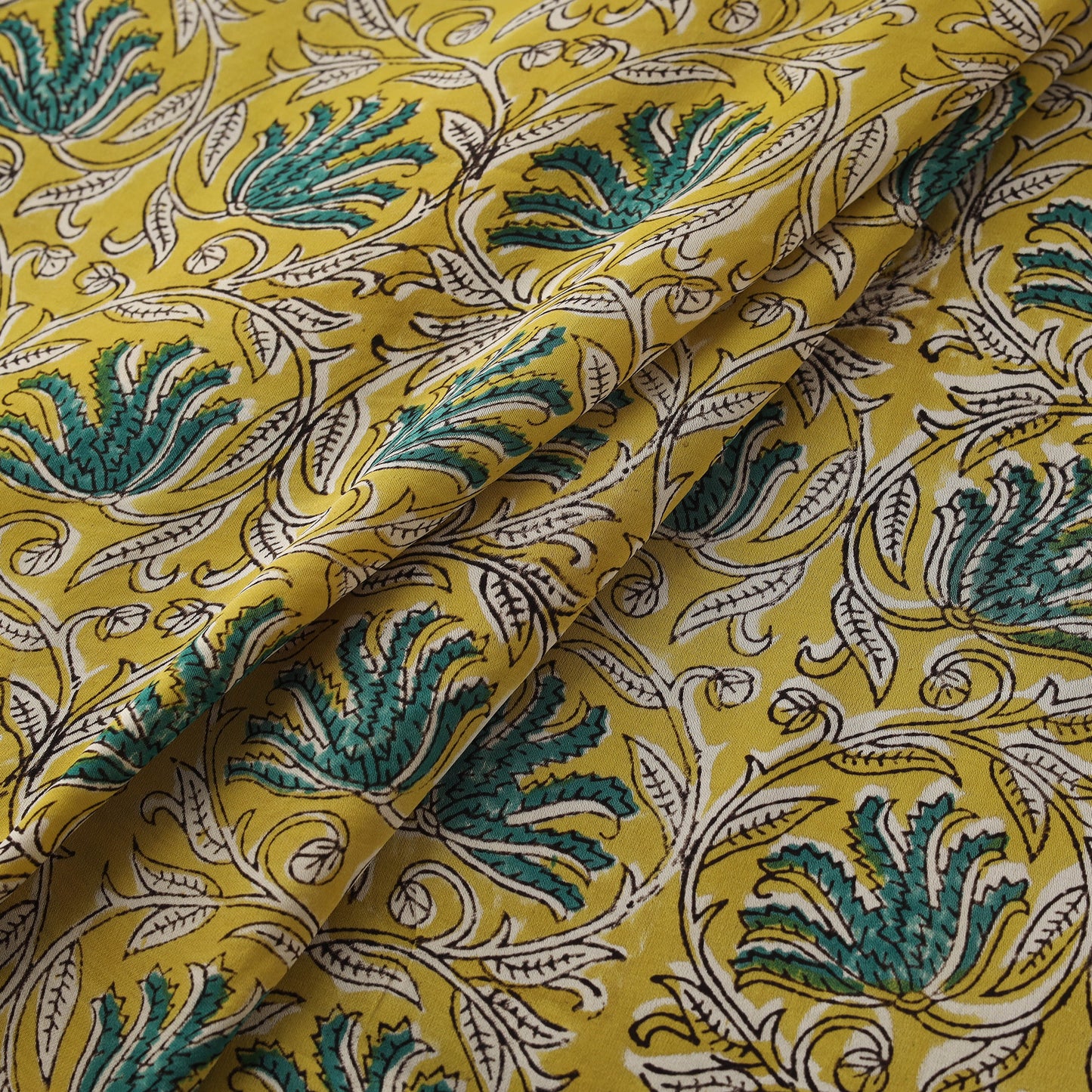 Sanganeri Floral Hand Block Print Modal Silk Fabric 10