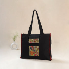 Black - Srikalahasti Handpainted Kalamkari Shoulder Bag 51