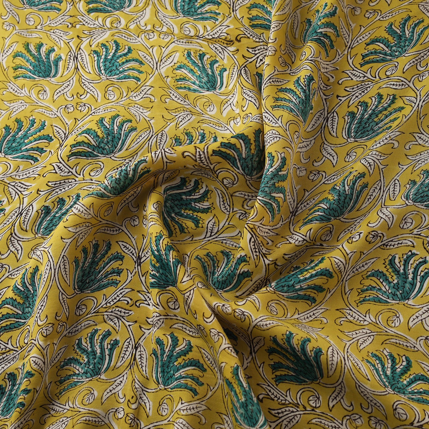 Sanganeri Floral Hand Block Print Modal Silk Fabric 10