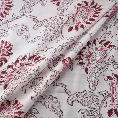 Sanganeri Floral Hand Block Print Modal Silk Fabric 09