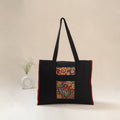 Black - Srikalahasti Handpainted Kalamkari Shoulder Bag 52