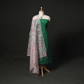 Pochampally Ikat Woven 2pc Cotton Unstitched Dress Material Kurta Set with Jewellery 06