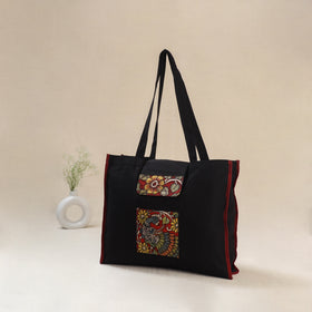 Black - Srikalahasti Handpainted Kalamkari Shoulder Bag 52