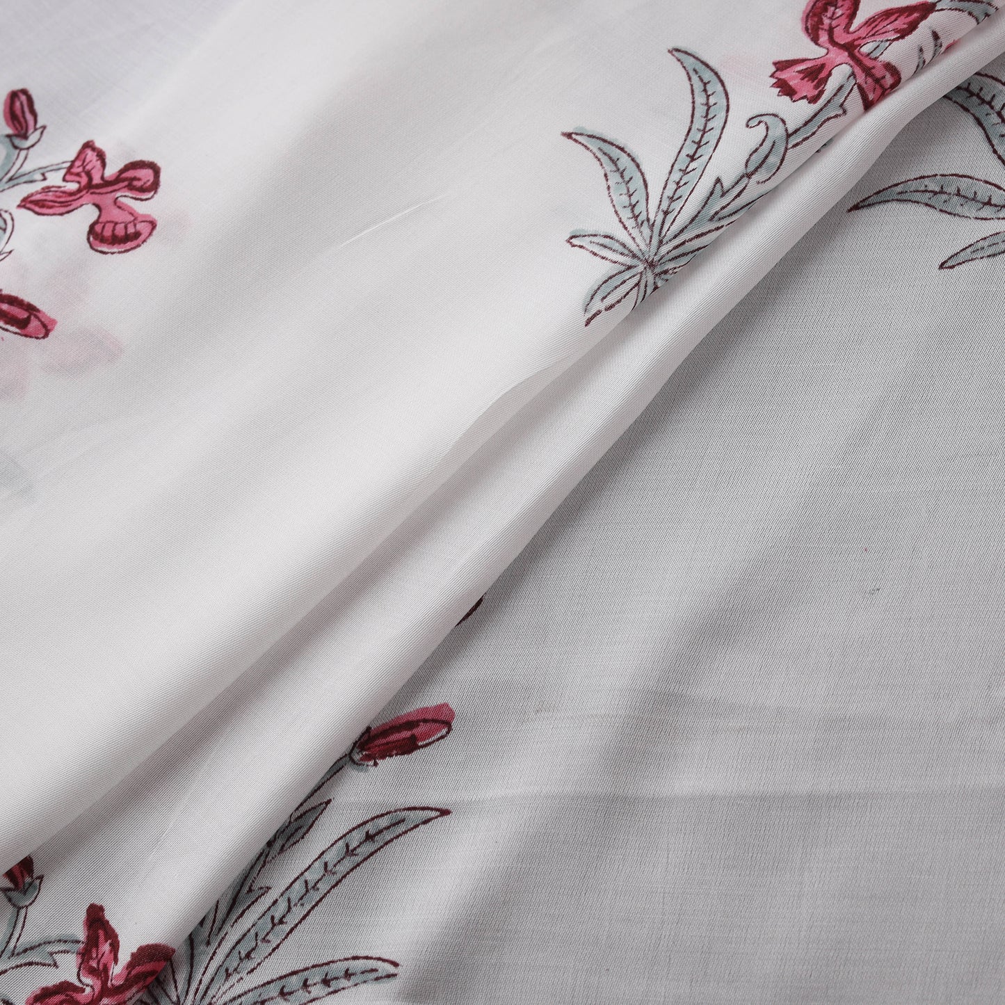 Sanganeri Floral Hand Block Print Modal Silk Fabric 08