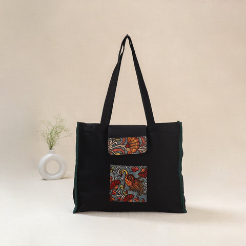 Black - Srikalahasti Handpainted Kalamkari Shoulder Bag 53