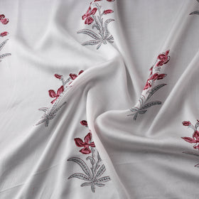 Sanganeri Floral Hand Block Print Modal Silk Fabric 08